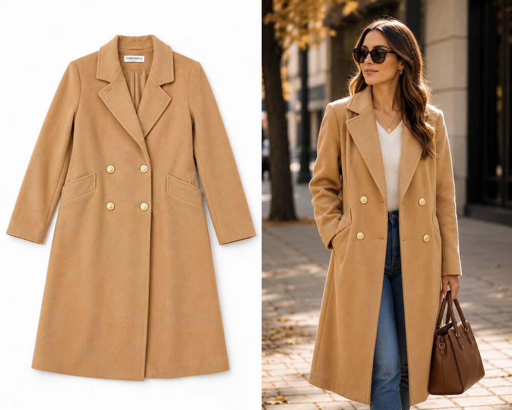 Forecaster of Boston Camel Wool Blend Double Breasted Coat Size 11/12